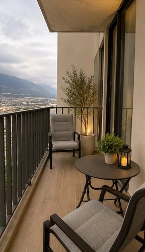 Sala con doble altura y vistas panorámicas a la ciudad
