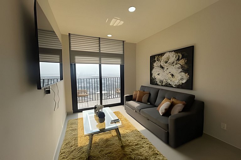 Hermoso Apto nuevo, BBQ, AC, Arena Mty, 2BR
